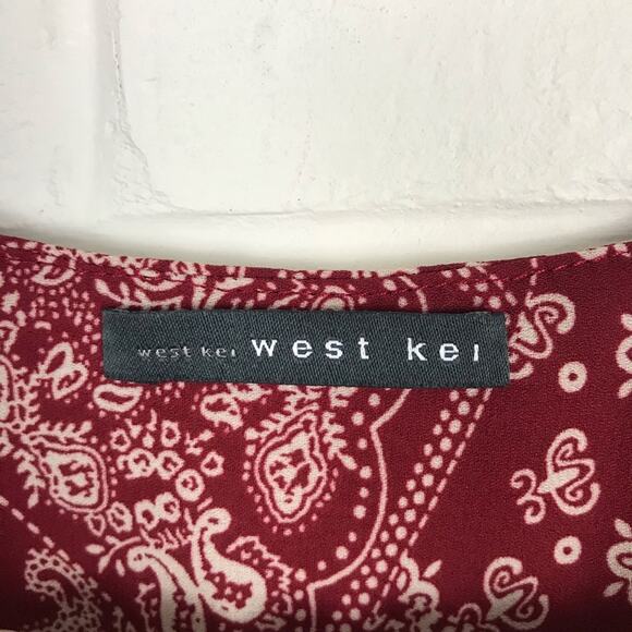 West Kei Nordstrom Red Bandana Boho Print Blouse Size S - Picture 7 of 9